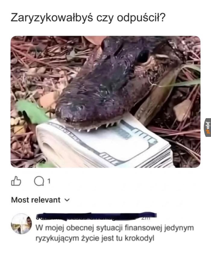 Biorę pieniądze albo pieniądze z urwanym gadzim łbem