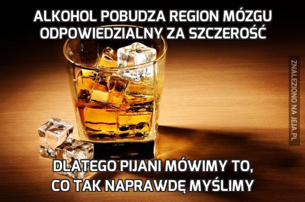 Alkohol pobudza region mózgu odpowiedzialny za szczerość