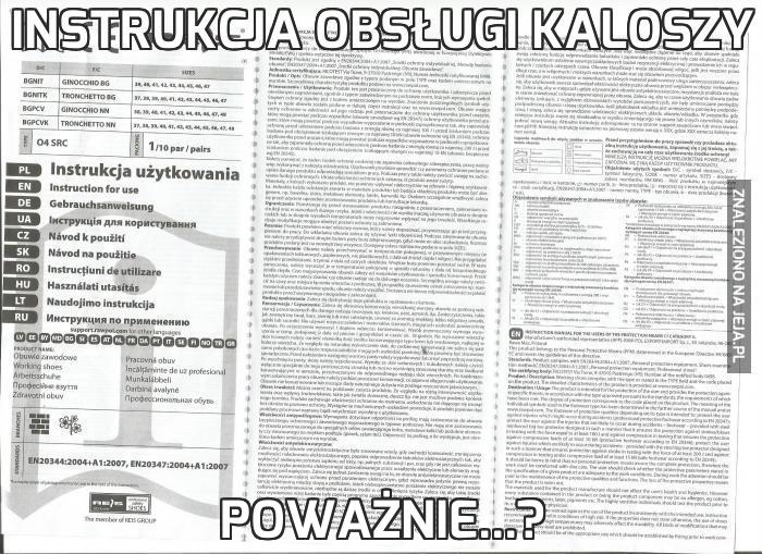 Instrukcja obsługi kaloszy