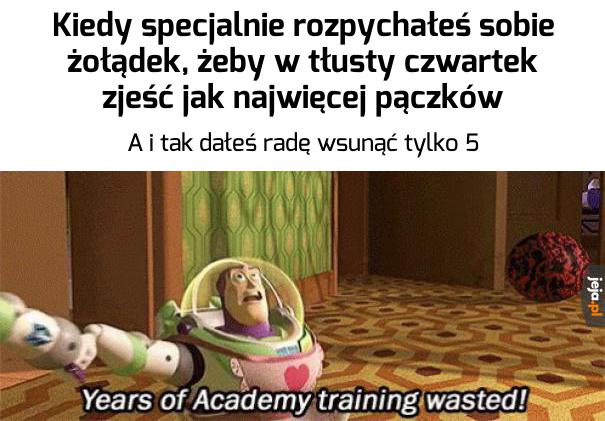 Tyle kilogramów przybranych na marne...