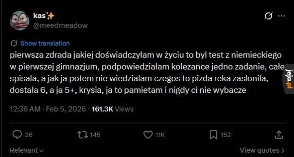 Krysia nie wybaczę ci tego