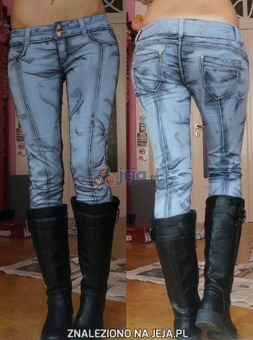 Komiksowe jeansy wyglądają jak namalowane.