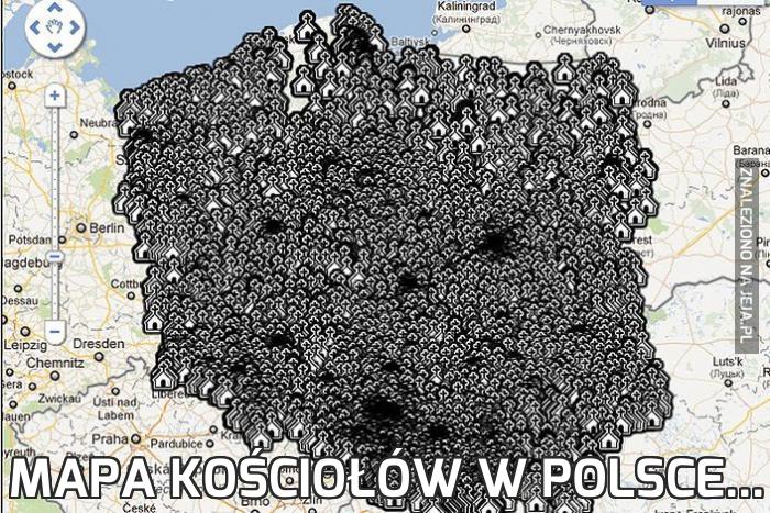 Mapa kościołów w Polsce...