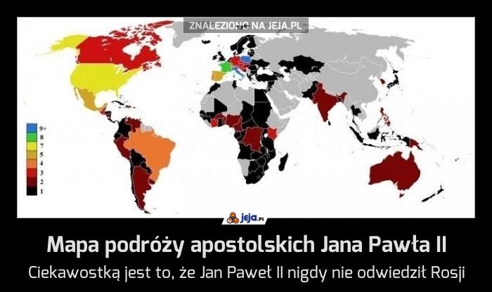 Mapa podróży apostolskich Jana Pawła II