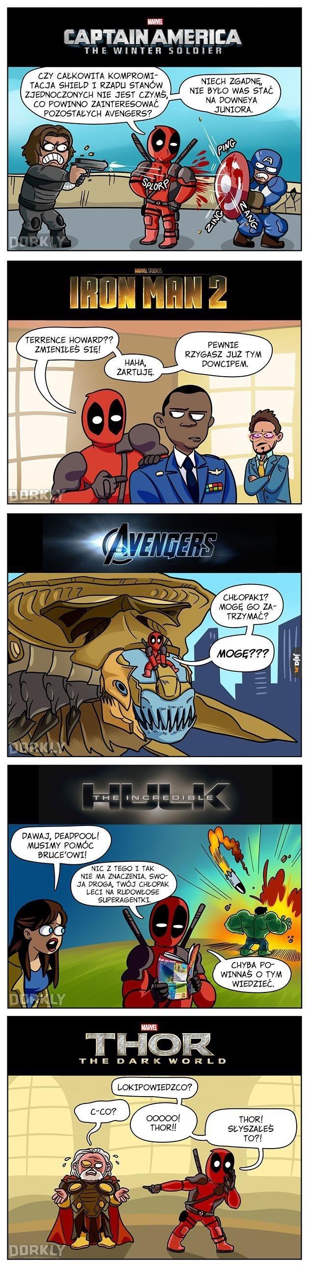 Gdyby Deadpool wystąpił w innych filmach Marvela