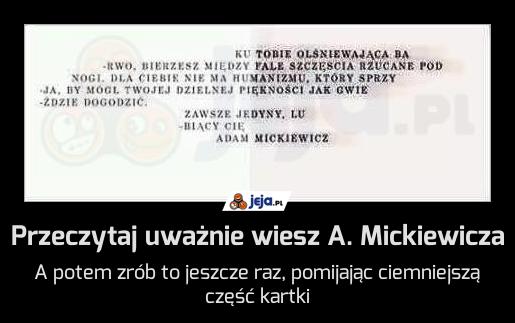 Przeczytaj uważnie wiesz A. Mickiewicza