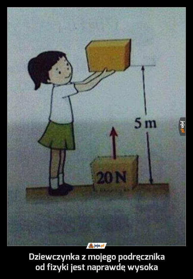 Dziewczynka z mojego podręcznika od fizyki jest naprawdę wysoka
