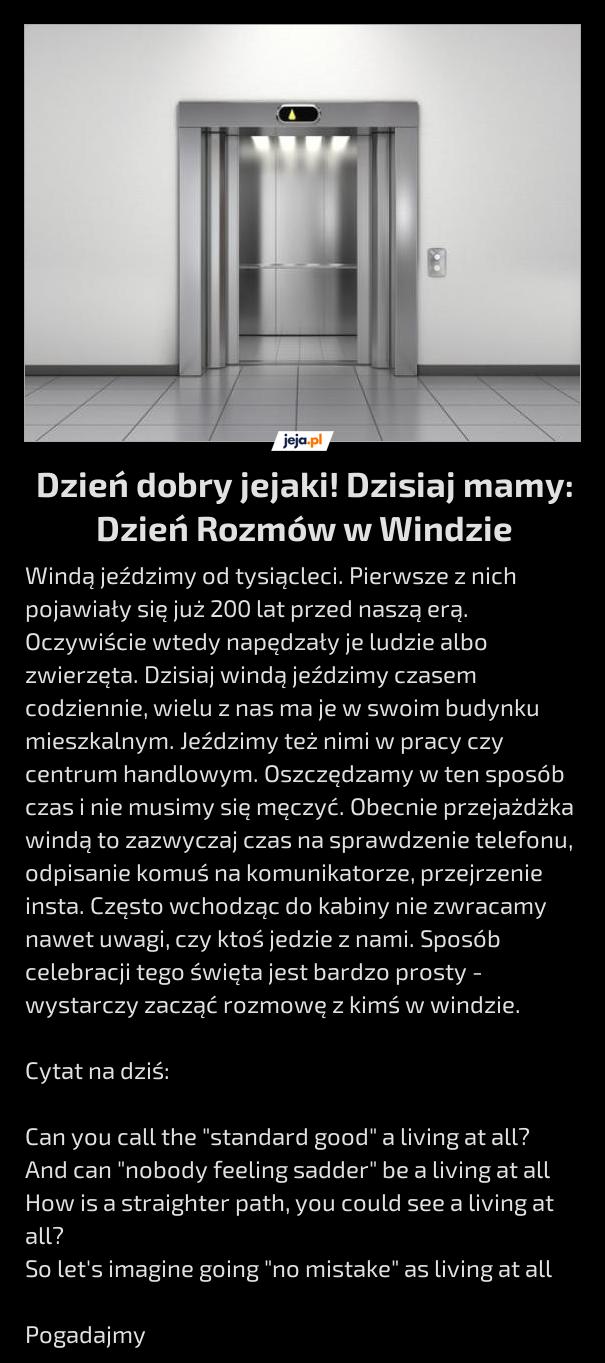 Dzień dobry jejaki! Dzisiaj mamy: Dzień Rozmów w Windzie