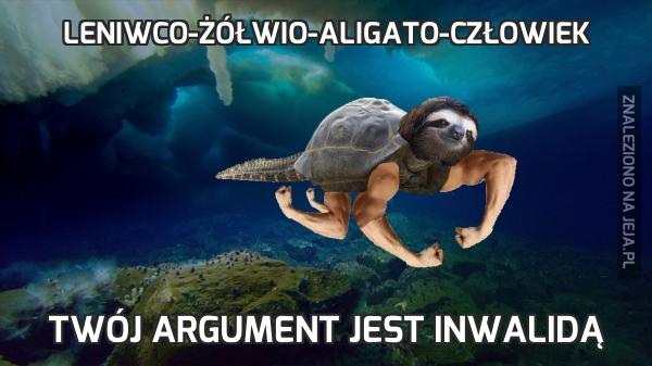Leniwco-żółwio-aligato-człowiek