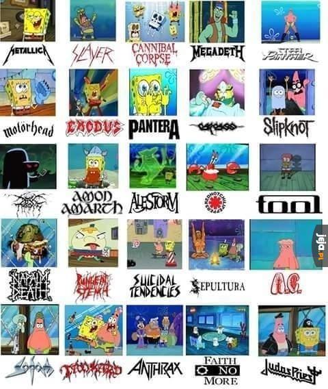 Spongebob jako zespoły metalowe i rockowe