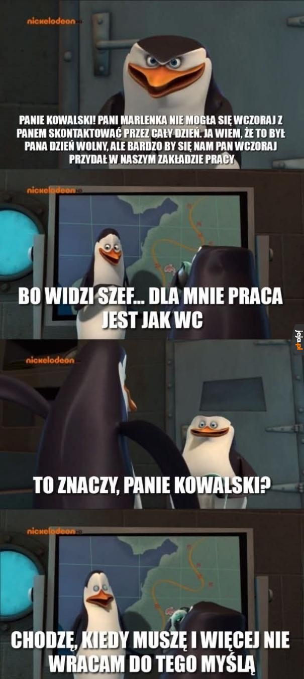 Porównanie pracy i wizyty w toalecie