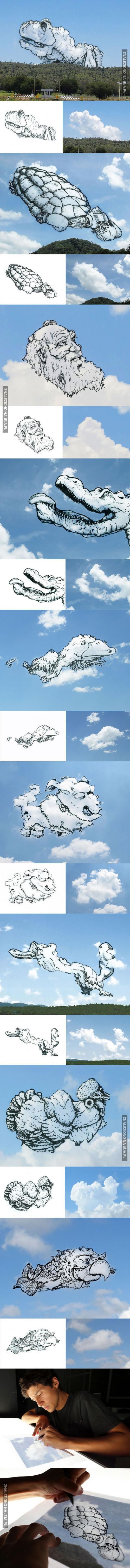 Artysta przemienia chmury w ilustracje