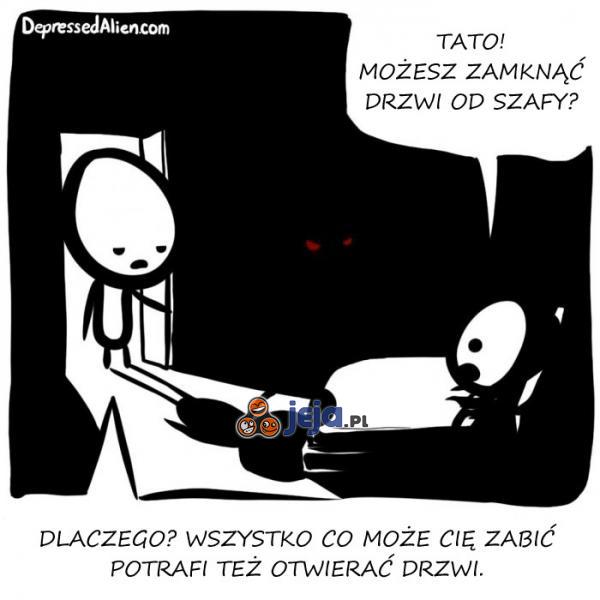 Tato! Możesz zamknąć drzwi od szafy?