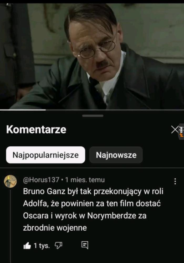 Niestety nawet uznania nie dostał