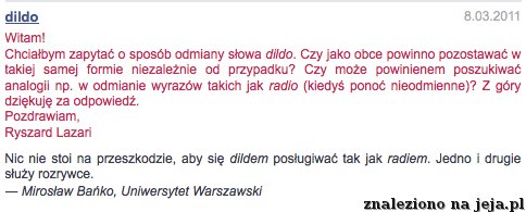 Odmiana słowa dildo