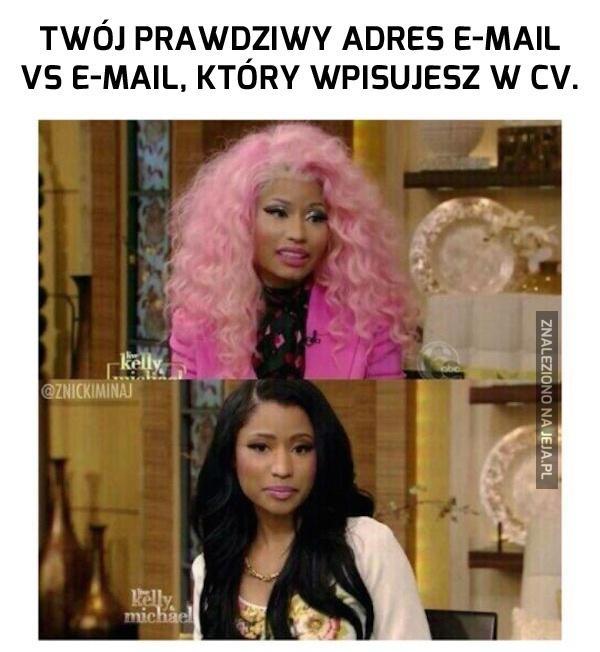 E-mail prawdziwy vs E-mail w CV