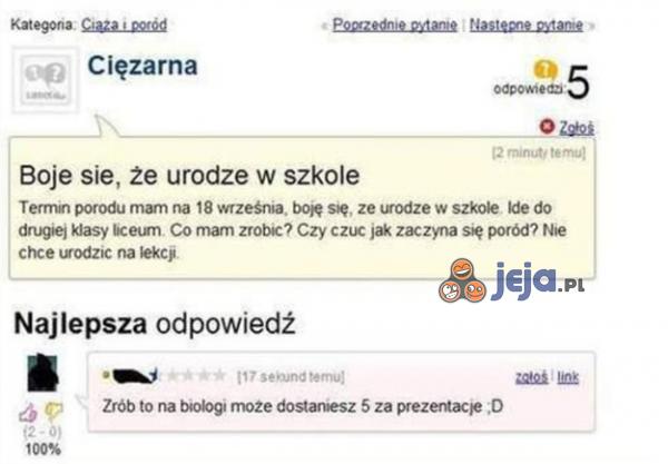 Boje się, że urodzę w szkole...