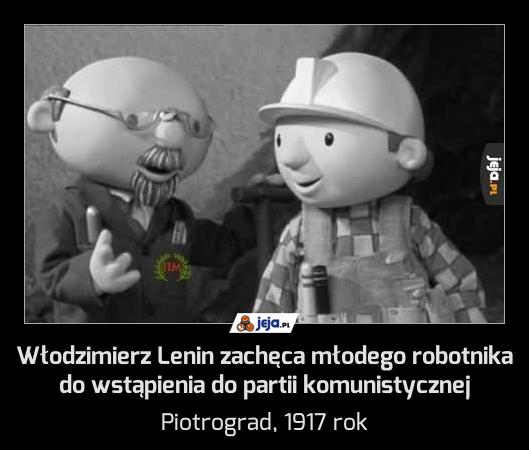 Włodzimierz Lenin zachęca młodego robotnika do wstąpienia do partii komunistycznej