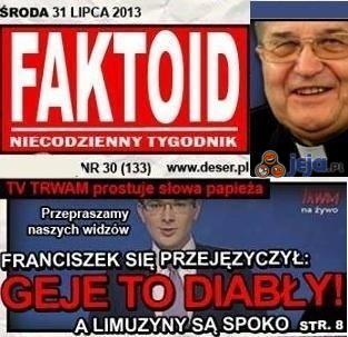 Papież Franciszek się przejęzyczył