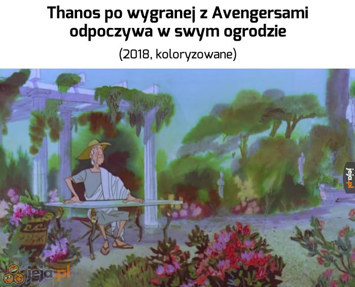 Thanos po wygranej z Avengersami odpoczywa w swym ogrodzie