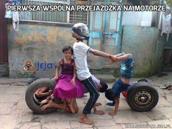 Pierwsza wspólna przejażdżka na motorze