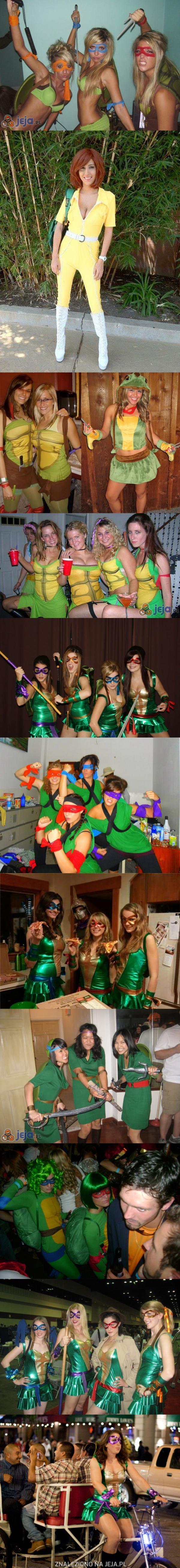 Dziewczyny w przebraniach z Żółwi Ninja