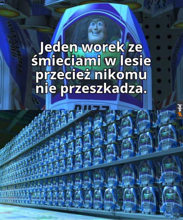 Teraz przynajmniej nie ma w tych worach puszek i butelek