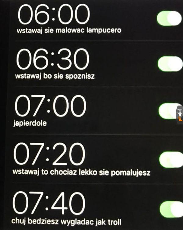 Znasz chociaż jedną osobę, która ustawia jeden budzik?