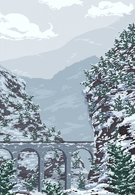 Piękny zimowy pixelart