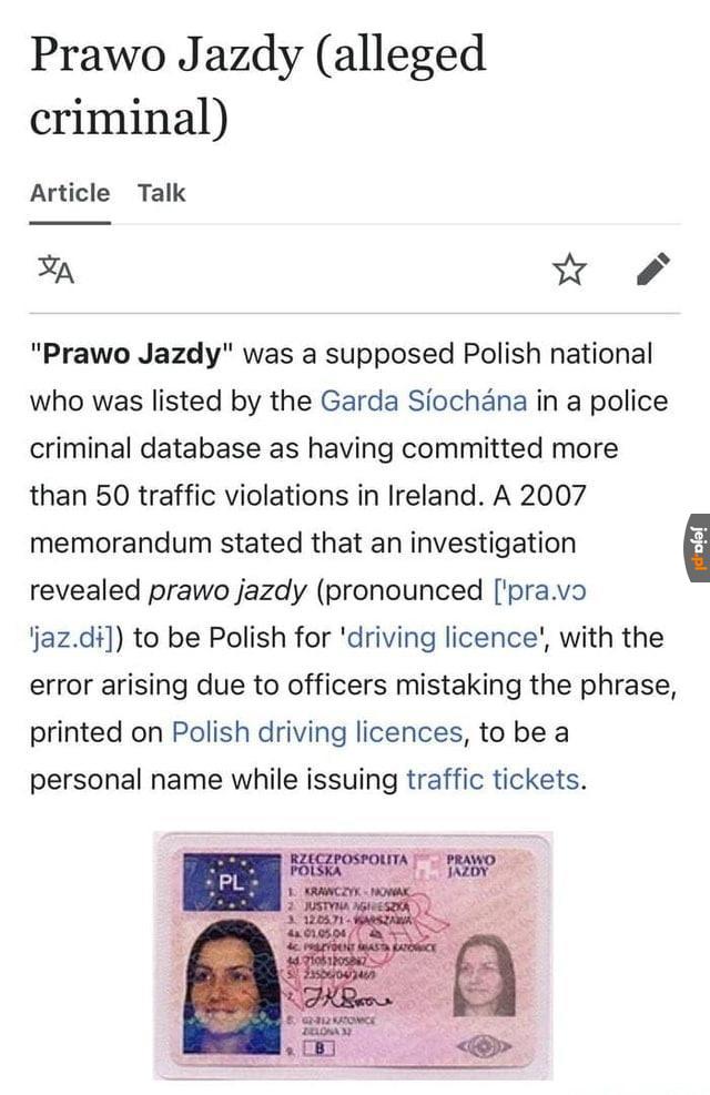 Prawo jazdy największy zbrodniaż