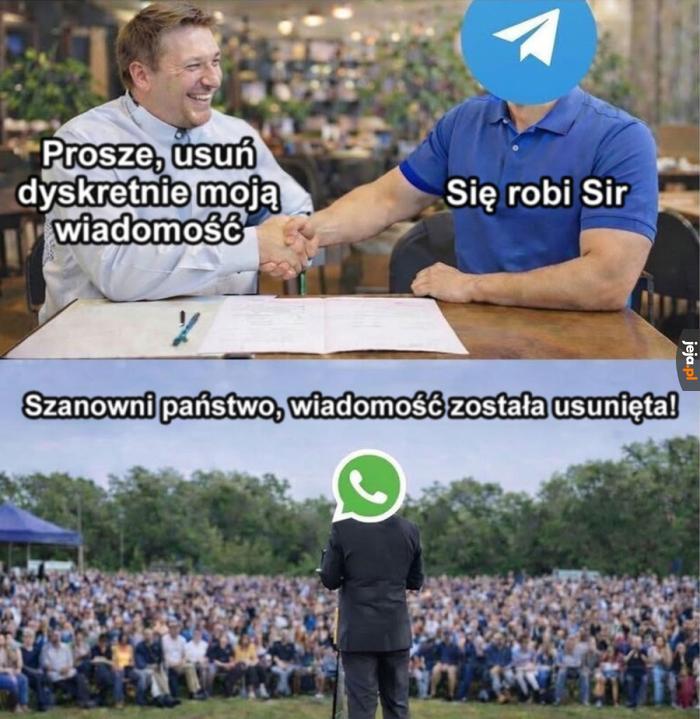Totalnie po to usuwam wiadomości, żeby potem się z tego tłumaczyć