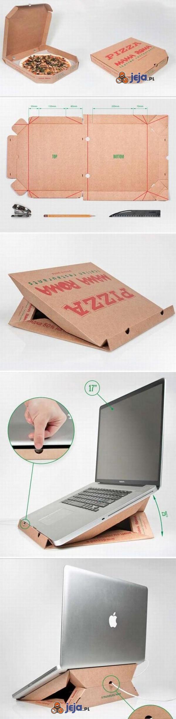 Podstawka do laptopa z pudełka po pizzy