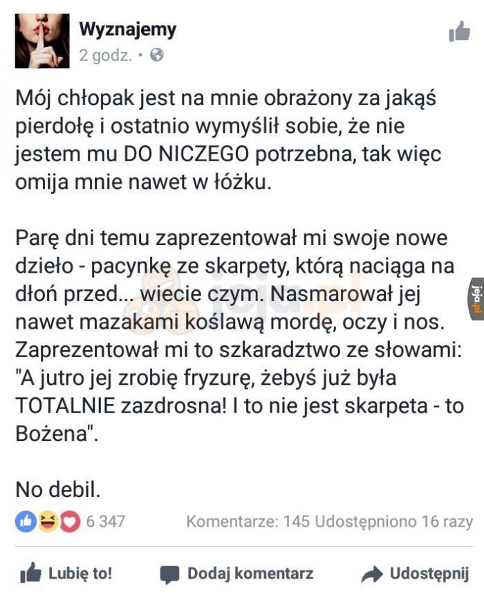 Mam być zazdrosna o skarpetę?
