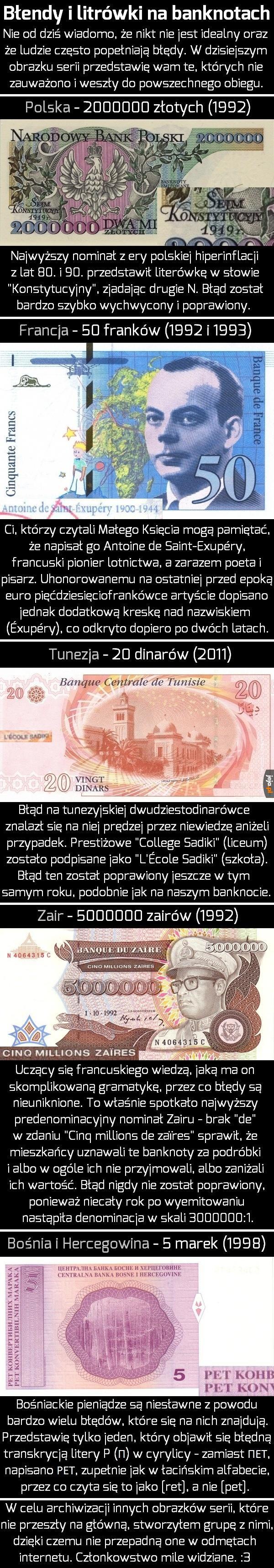 Błędy i literówki na banknotach