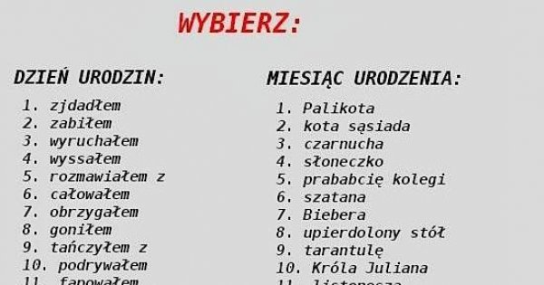 Wybierz numer i zobacz co Ci wyszło - Jeja.pl