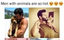 Faceci ze zwierzakami są gorący