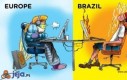 Praca przy komputerze: Europa vs Brazylia