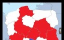 Populacje Australii (na czerwono) i Nowej Zelandii (niebieski) naniesione na polskie województwa