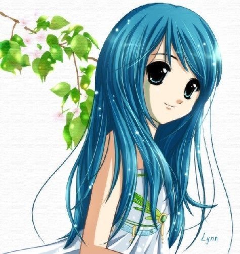 anime girl with blue hair